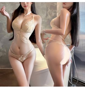 FEE ET MOI - Heart Seeker Lace Chain Bikini Set (Champagne)